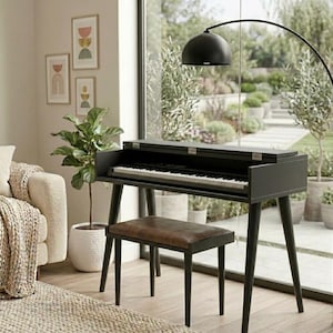Modern Keyboard Stand Desk for 88 Key Digital Piano, Minimalist Wooden Piano Stand, Custom Studio Furniture