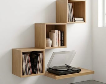 Floating Turntable Stand Wall Mounted Vinyl Shelf Record Storage HiFi Station LP Storage Rack Minimalist Audio Shelf Decor