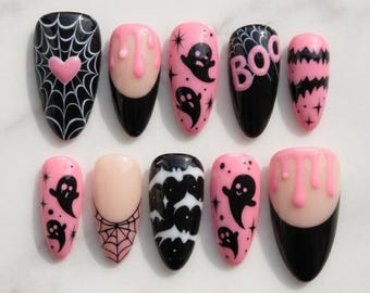 Spooky Season Nails Embroidered Patch, Halloween Iron On Applique for Jacket Backpack