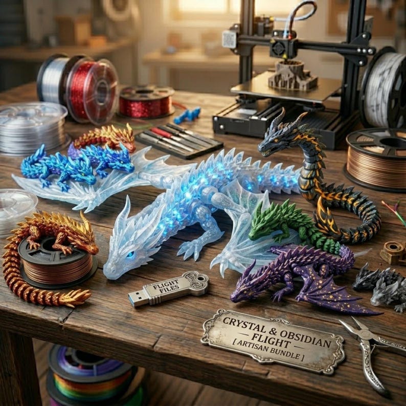 Flexi Dragon STL Bundle | Articulated Dragon 3D Print Files | Print in ...