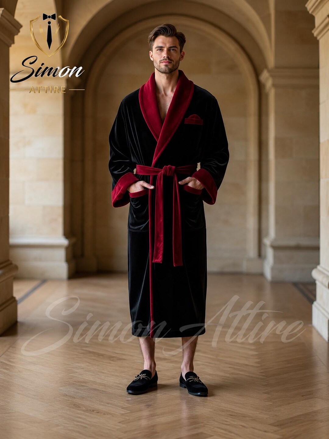 Mens Black Velvet Robe | Luxury Smoking Jacket Robe | Gentleman Lounge ...