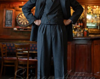 Trzyczęściowy garnitur męski z tweedu w stylu vintage | Dwurzędowy garnitur w stylu lat 40. XX wieku | Klasyczny garnitur z mieszanki wełny | Formalny garnitur w stylu old money