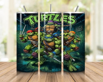Turtles 20oz Tumbler Wrap PNG, TMNT Skinny Tumbler Sublimation Design, Turtles Digital Download