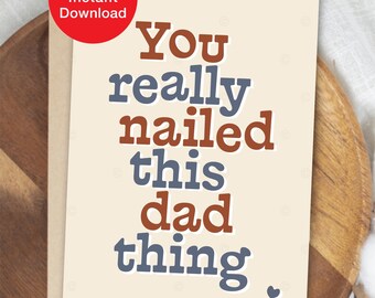 Pensando en ti, papá, tarjeta de agradecimiento, tarjeta tipográfica (descarga digital) ¡Lo lograste!