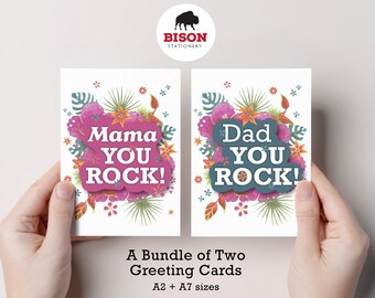 Tarjetas de agradecimiento para papá, mamá y mamá (descarga digital). Ilustradas a mano. Tarjeta imprimible de 5x7 pulgadas.