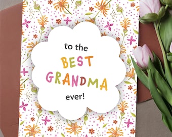 Tarjeta para la abuela, Día de los Abuelos, Flores pintadas a mano, Tarjeta floral (Descarga digital) Imprimible