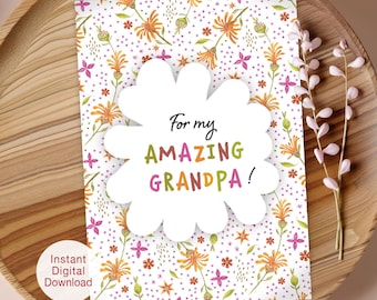 Card For Grandpa, Grandparent's Day, Amazing Grandpa (Digital Download) Printable Card 5x7