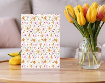 Lively Floral Birthday Card for Mom, Nature Lover (Digital Download) Botanical Watercolor, Unique Card for Mom