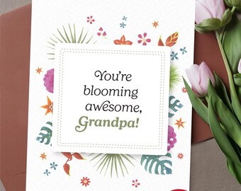 Cheeky Card For Grandpa, Grandparent's Day (Digital Download) Printable Card 5x7