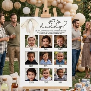 Who's The Daddy Baby Shower Game Kit, Hilarious AI Baby Photo Guessing Game, Custom Celebrity Poster, Fun Unique Party Activity Boy or Girl