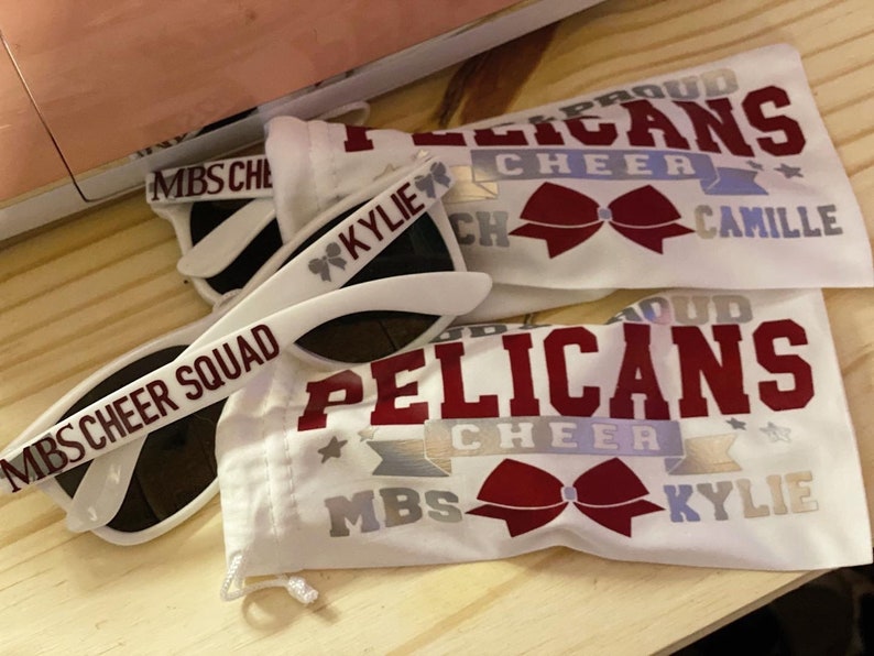 Team Sunglasses and Case Cheer Squad Gifts Cheer Gifts Bachelorette Party Squad Glasses Personalized Sunglasses and Case image 1