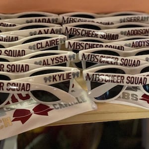 Team Sunglasses and Case Cheer Squad Gifts Cheer Gifts Bachelorette Party Squad Glasses Personalized Sunglasses and Case image 7