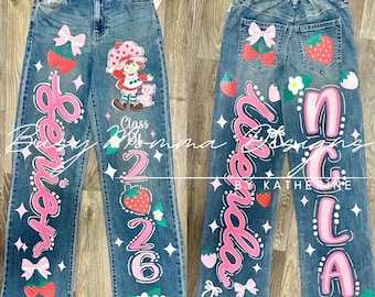 Customizable School Spirit Jeans: Iron-On Vinyl Decals FRONT and BACK