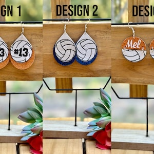 Personalized Volleyball Faux Leather Earrings: School Spirit Jewelry