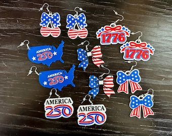 July 4th 3D Printed Earrings