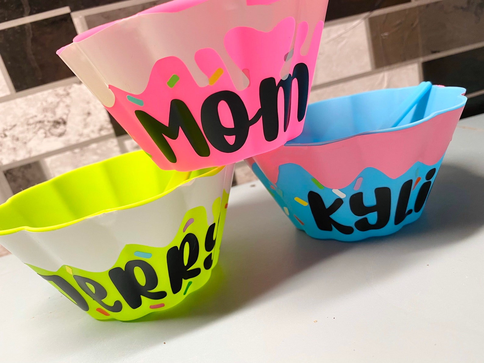 Personalized Ice Cream Bowls and Spoons Set Family Ice Cream Etsy