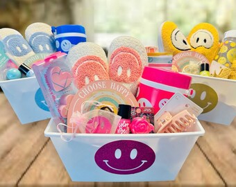 Smiley Face Gift Set - Smiley Face Slippers - Slippers Gift Basket - Smiley Face Slippers Gift Set