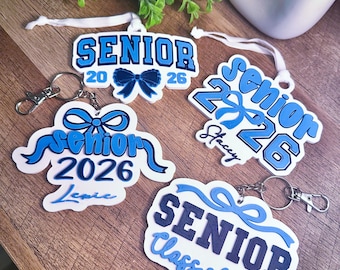 Custom 3D Printed BLUE Senior Bow Keychain or Ornament