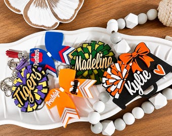 Custom 3D Printed Cheer Keychain - Personalized Cheerleading Bag Tag