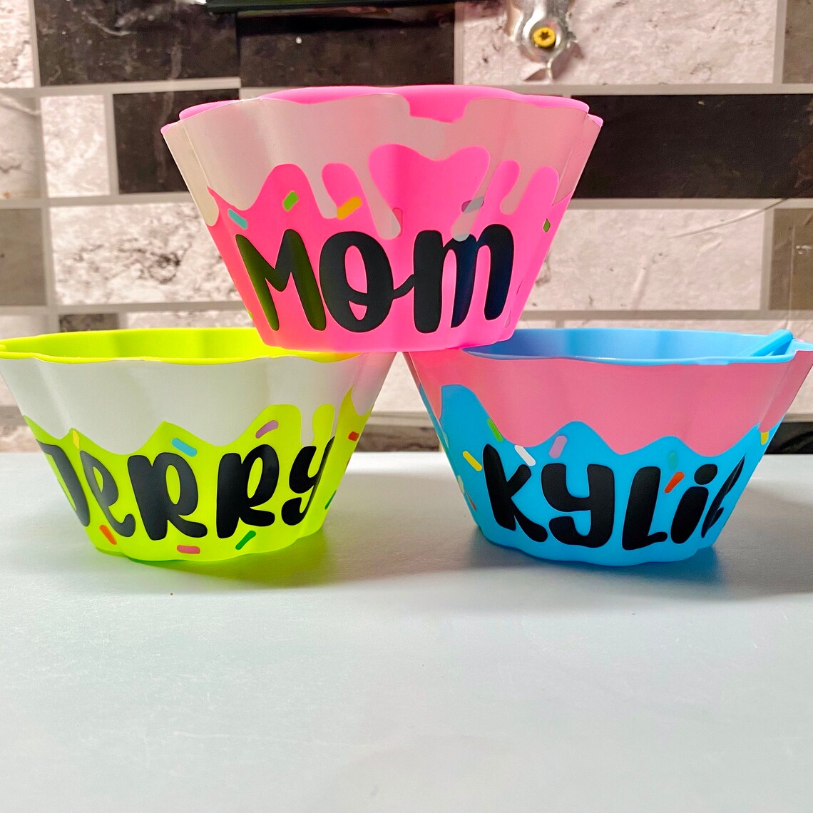 Personalized Ice Cream Bowls and Spoons Set Family Ice Cream Etsy