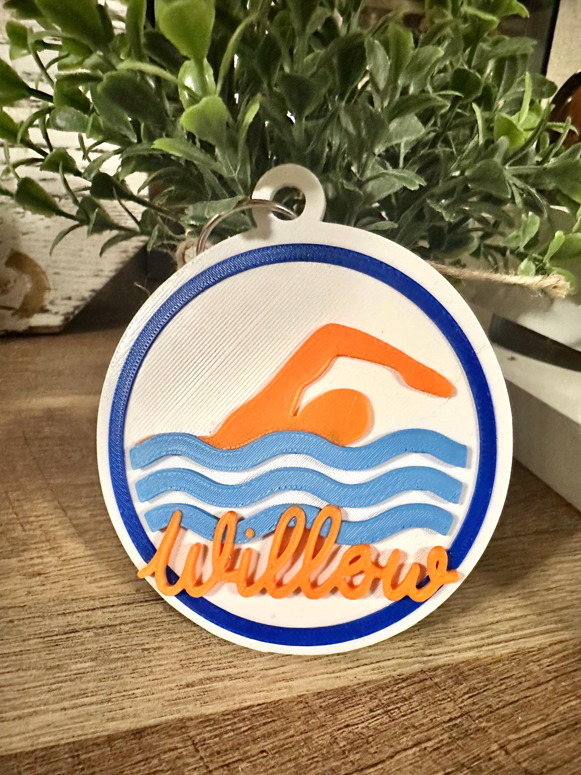 3D Printed Swimmer Keychain: Custom Swim Bag Tag - Etsy