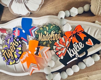 Custom 3D Printed Cheer Keychain - Personalized Cheerleading Bag Tag