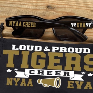 Team Sunglasses and Case Cheer Squad Gifts Cheer Gifts Bachelorette Party Squad Glasses Personalized Sunglasses and Case image 2