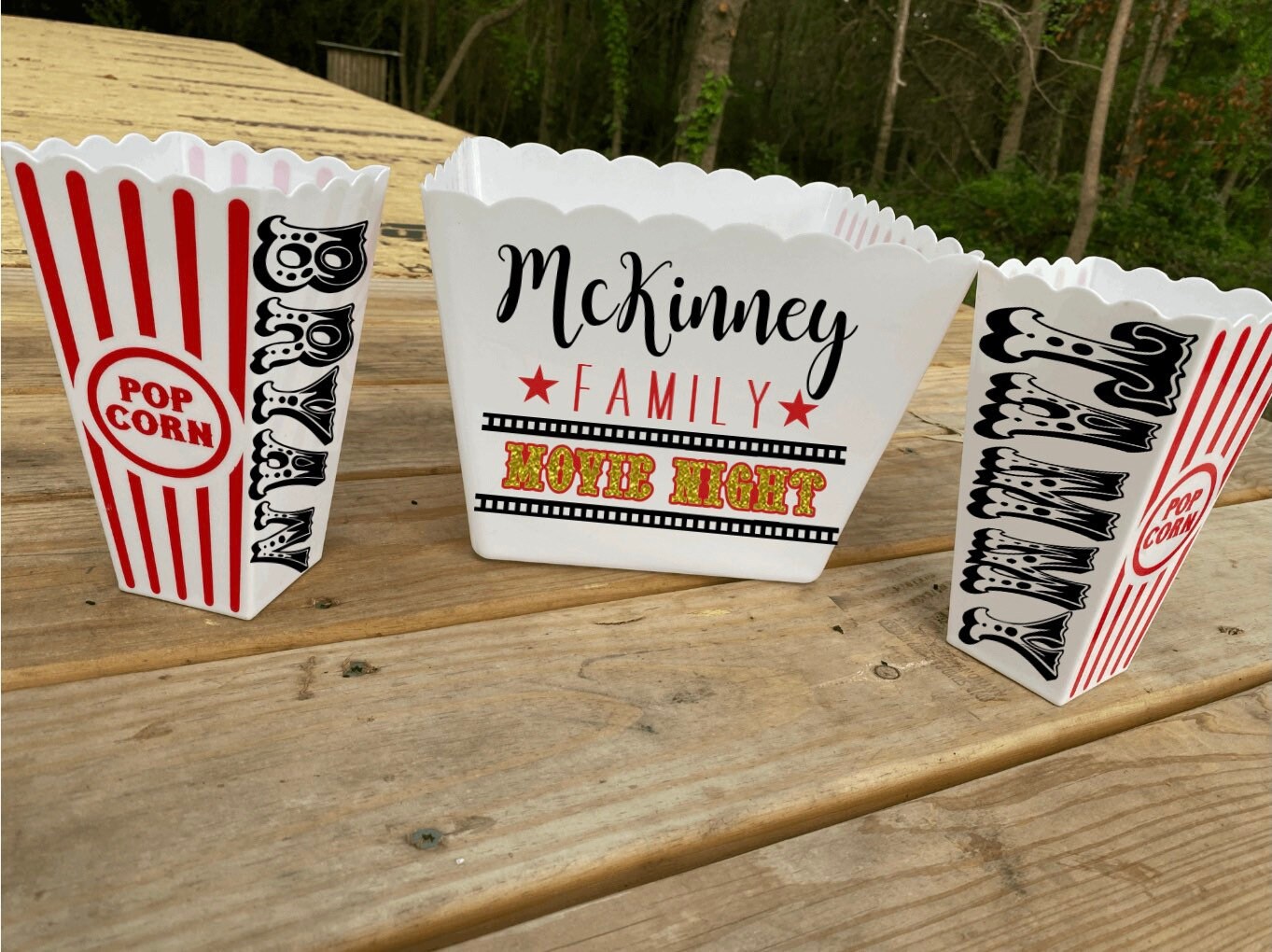 Family Matching Movie Night Popcorn Bucket Personalized Etsy