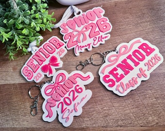 Custom 3D Printed PINK Senior Bow Keychain or Ornament - Any Year