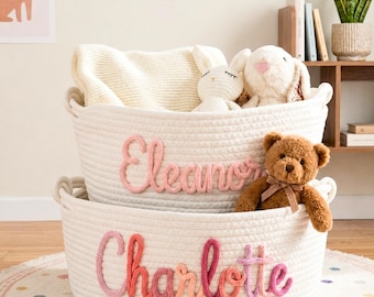 Personalized Dog Toy Storage Basket, Custom Cotton Rope Pet Toy Bin, Dog Gift Basket, Large Toy Basket for Dogs, Puppy Toy Storage