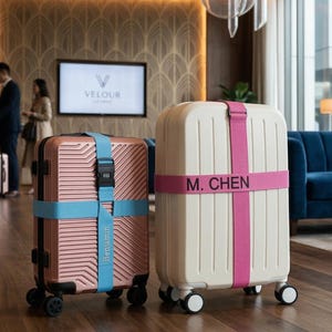 Personalised Embroidered Luggage Strap with 3-Digit Combo Lock, Custom Name Pattern Secure 72-Inch Travel Gift