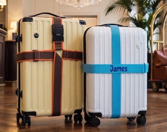 Custom Embroidered Luggage Strap | Personalized Name Adjustable Suitcase Travel Belt