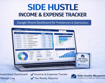 Side Hustle Income & Expense Tracker | Google Sheets Haushaltstabelle | Expense Tracker für kleine Unternehmen | Freelancer Finanzierung Tracker