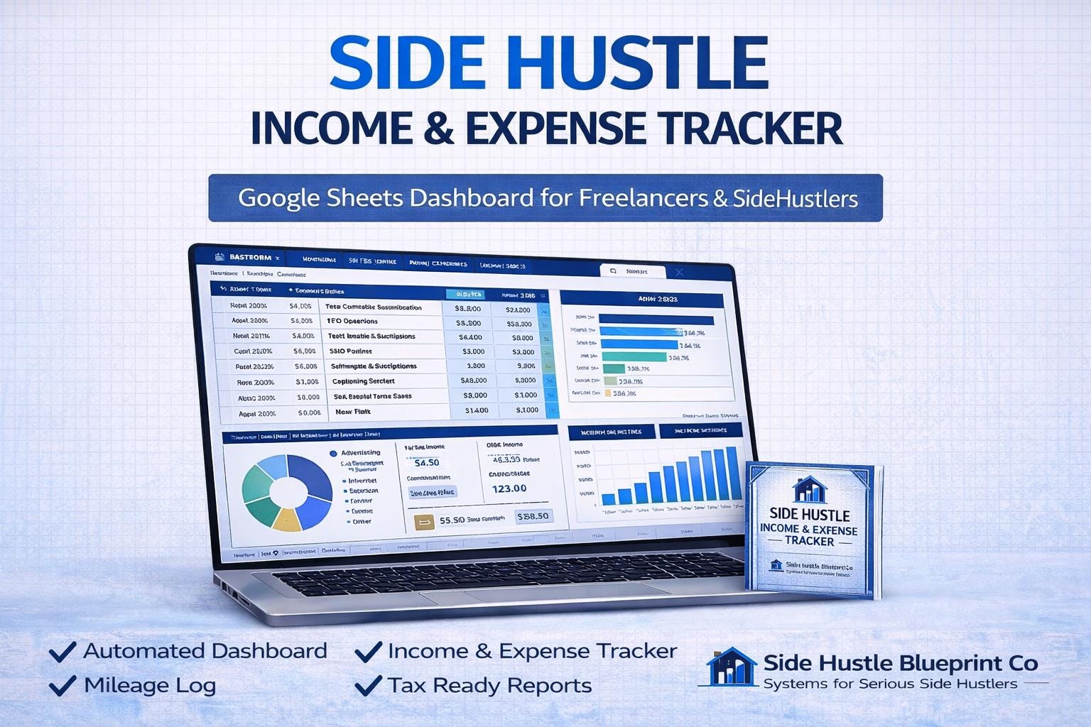 Side Hustle Income & Expense Tracker | Google Sheets Budget Spreadsheet ...