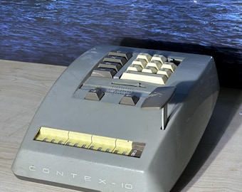 Vintage Contex 10 Mechanical Calculator – 1950s Danish Adding Machine – Retro Office Equipment – Manual Calculator – Industrial Desk Decor