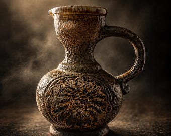 Dumler Breiden Pottery Jug 189/16 | West Germany Fat Lava Ceramic | Brutalist Relief Vase | MCM Earthy Brown Decor