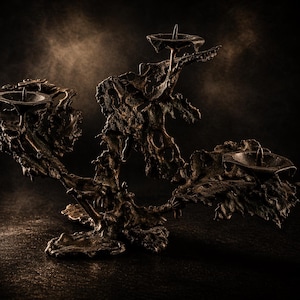 Brutalist Abstract Metal Candle Holder – Sculptural Organic Form, Handmade Style, Vintage Modernist Decor