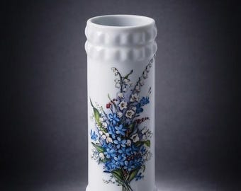 Paul Lettner Bavaria Vase | German Porcelain Forget Me Not | Floral Relief White Vase | Romantic Vintage Gift | Cottagecore Decor
