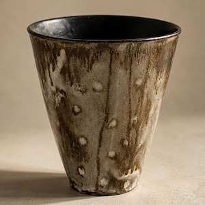Vaso de cerâmica vintage pequeno, estilo estúdio, cachepô de cerâmica brutalista, decoração escultural Wabi Sabi.