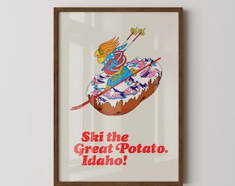 Vintage Ski Poster – Ski the Potato Idaho Retro Print