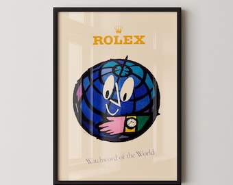 Rolex Globe Poster | Classic Swiss Watch Wall Art