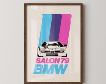 BMW Salon 79 Poster Vintage Sportwagen-Kunst