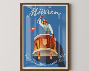 Mürren Ski Resort Vintage Reiseplakat