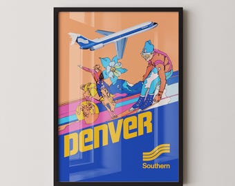 Denver Vintage Poster – Südflug der US-Reisegesellschaft Retro Print & Colorado Post