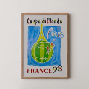 France World Cup 1998 Poster | Vintage Soccer Art Wood