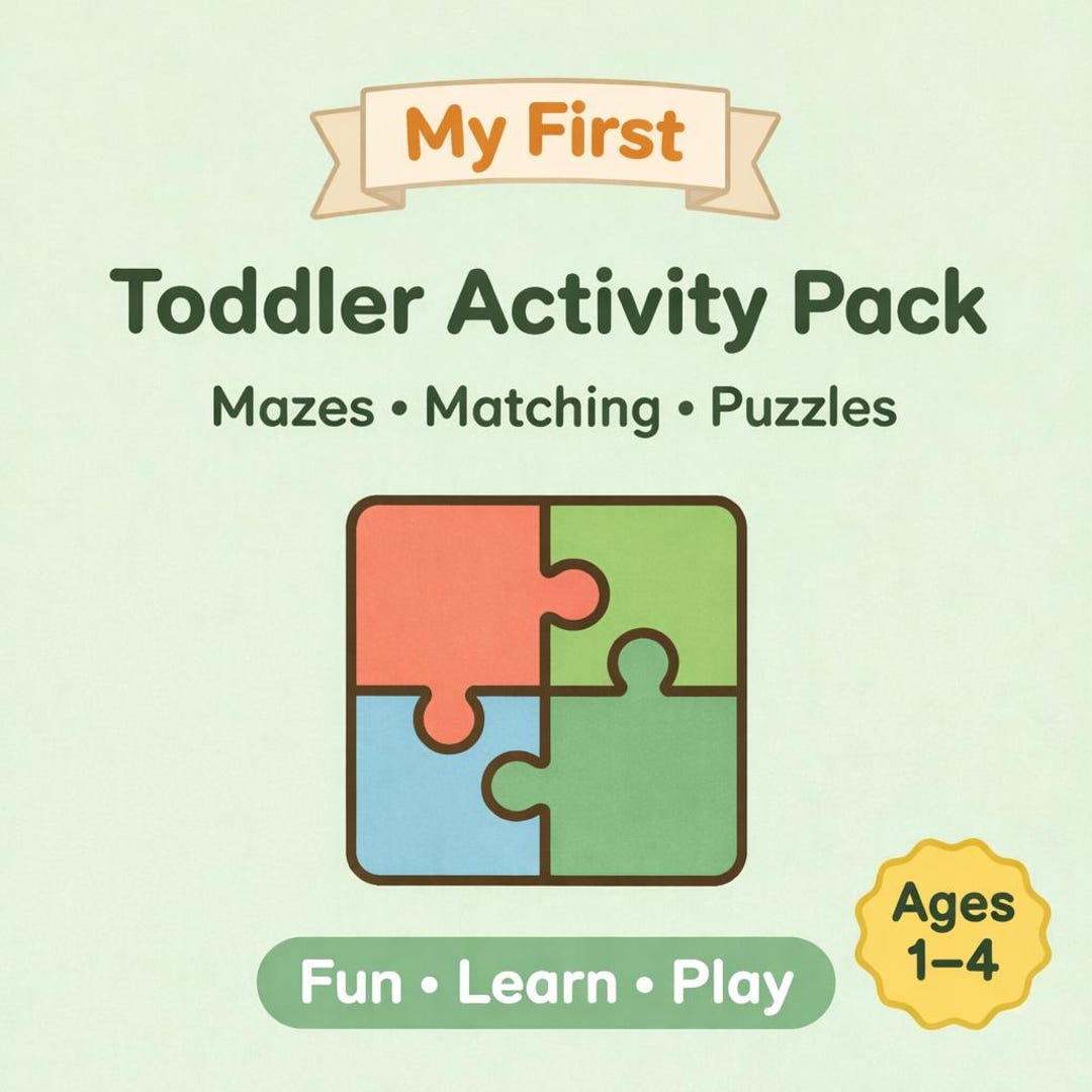 Toddler Activity Book Printable PDF, Mazes Matching Puzzles Pack Ages 1 ...