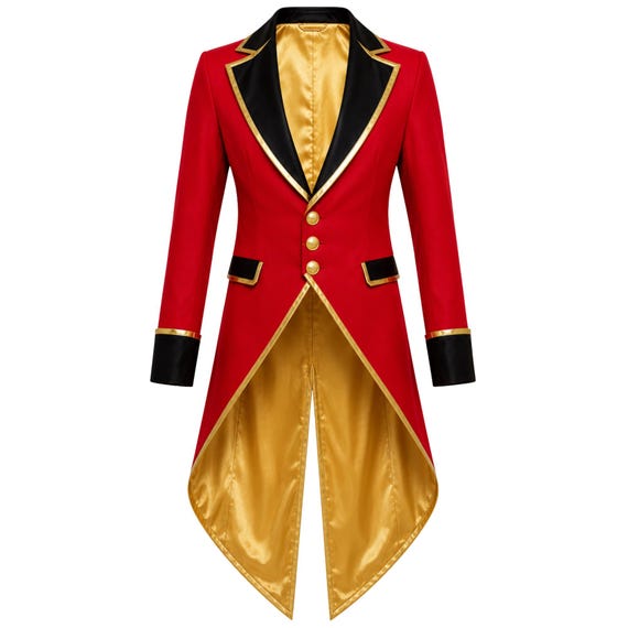 Caine Inspired Jacket Digital Circus Cosplay Coat Red Black Ringmaster Tailcoat Victorian Halloween Coat