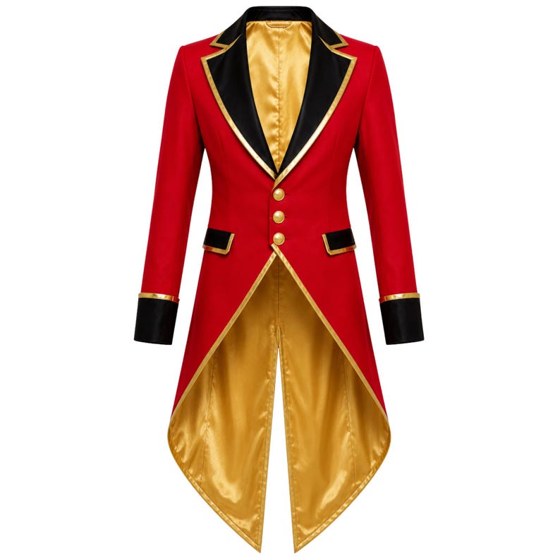 Caine Inspired Jacket Digital Circus Cosplay Coat Red Black Ringmaster Tailcoat Victorian Halloween Coat