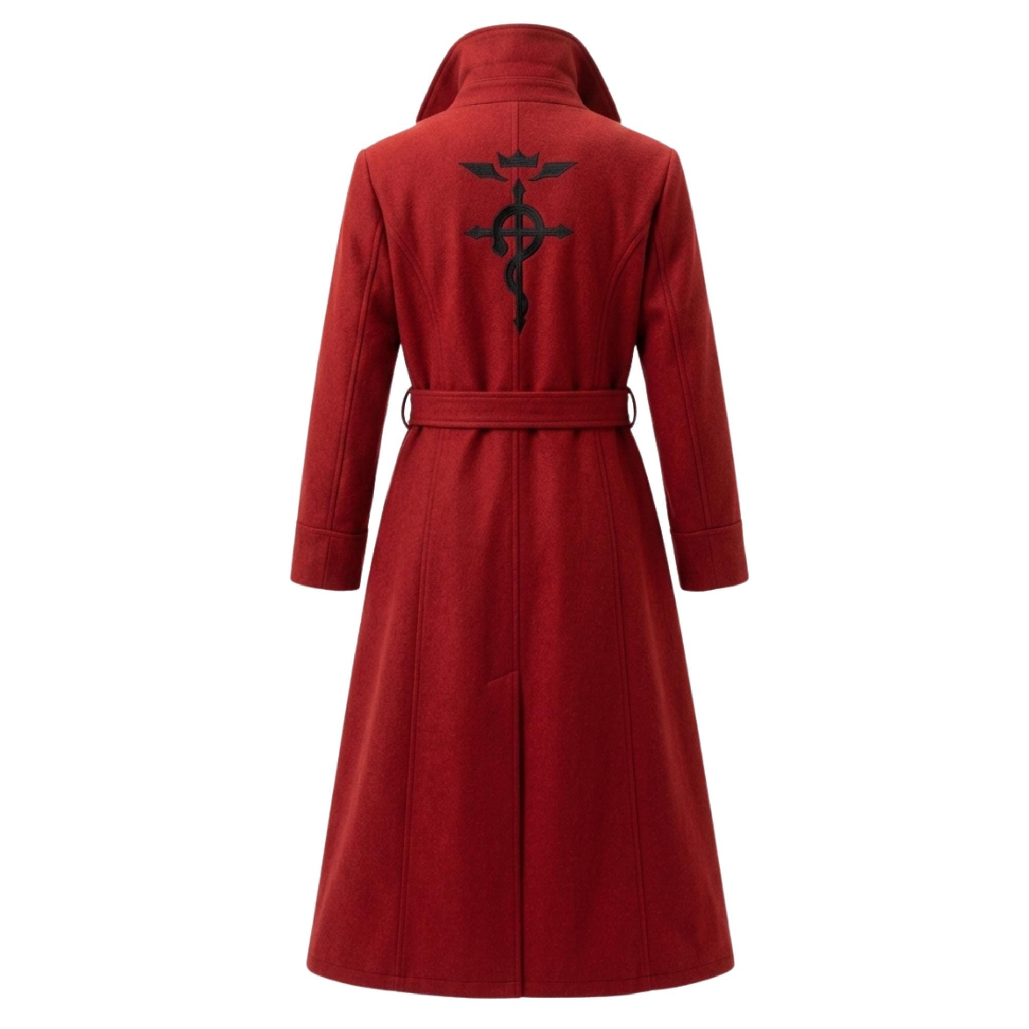 Edward Elric Fullmetal Alchemist Red Wool Trench Coat Embroidered