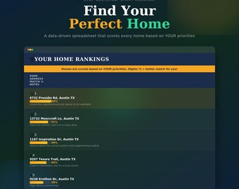 Home Buying Spreadsheet | Property Comparison Tracker (Digital Download)